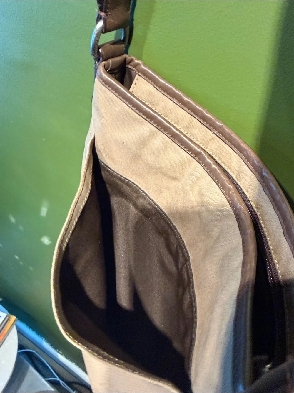 Coach Men's Hobo Tan Canvas Crossbody Bag with Adjustable Black Strap